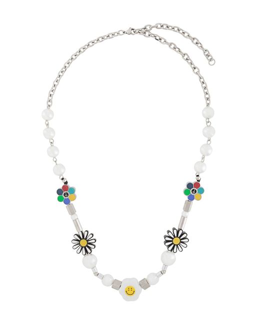 Salute + Evaemob daisy and peace beaded necklace
