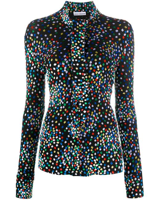 Paco Rabanne geometric print long-sleeve blouse