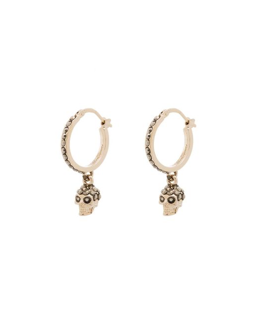 Alexander McQueen gold-plated pavé diamond skull earrings
