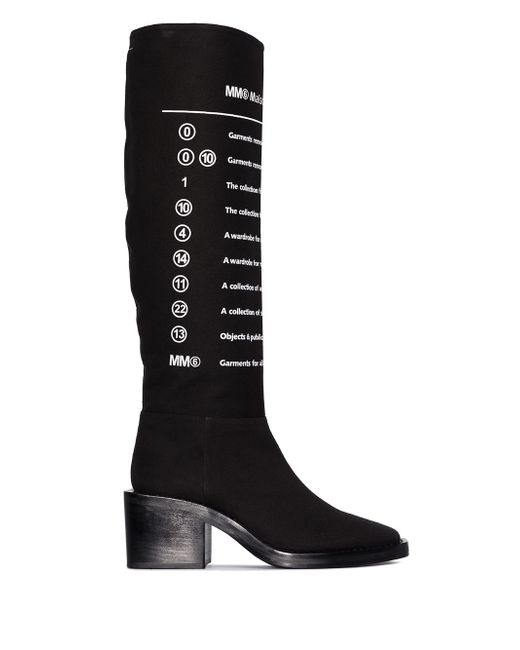 Mm6 Maison Margiela text 75 leather knee-high boots