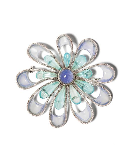 David Morris 18kt diamond Flower brooch