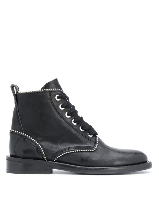 Zadig & Voltaire studded lace-up leather boots