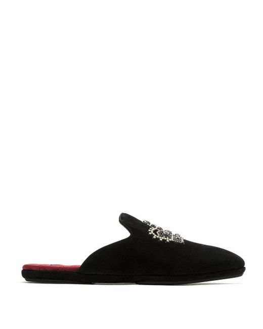 Dolce & Gabbana encrusted crown patch slippers