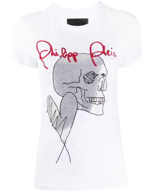 Philipp Plein Love Plein rhinestone skull T-Shirt