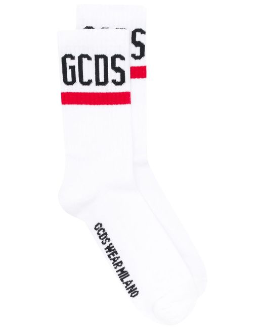 Gcds ribbed contrast logo socks