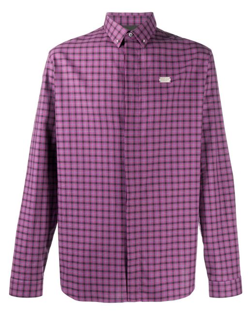 Philipp Plein long sleeve hexagon plaque shirt