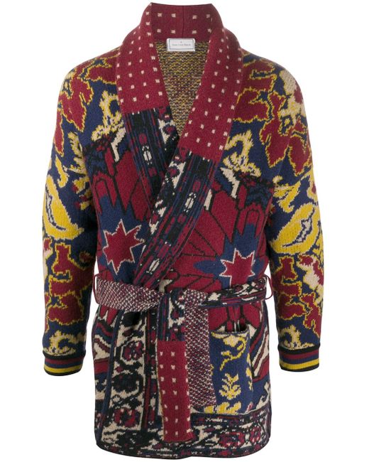 Pierre-Louis Mascia patchwork patterned tie waist cardigan