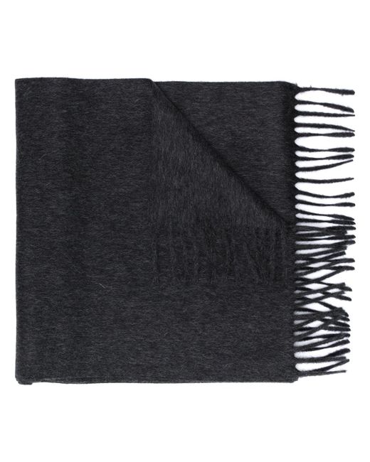 Saint Laurent logo patch fringed scarf