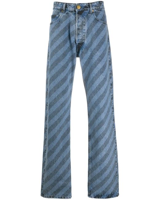 Marni diagonal stripes straight jeans