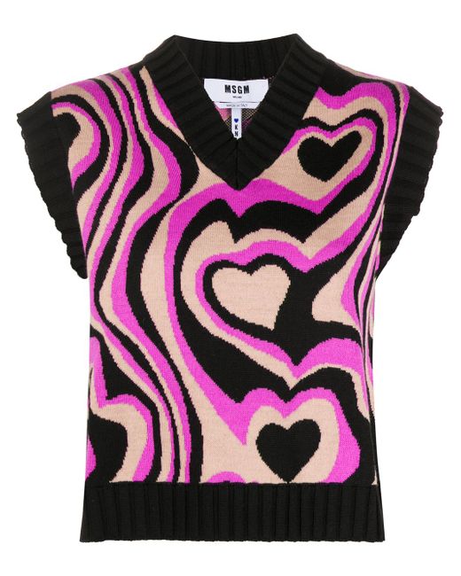 Msgm psychedelic print knitted vest