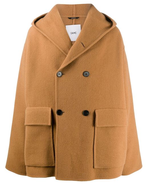 Oamc hooded double-breasted coat