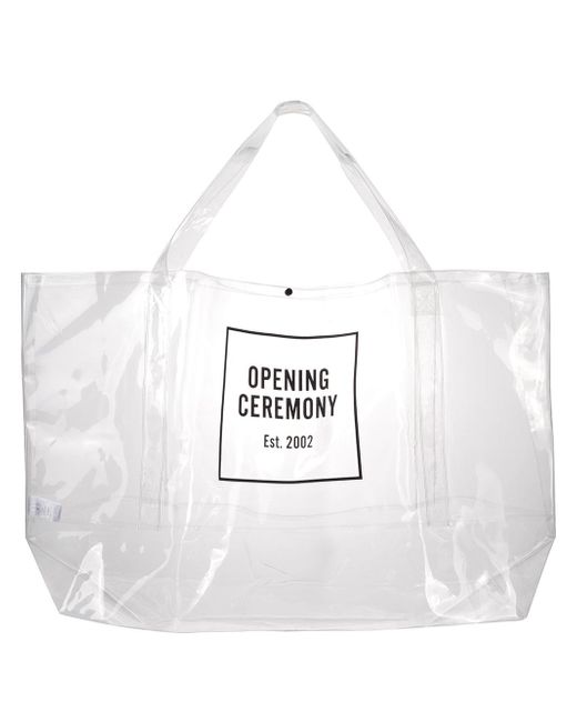 Opening Ceremony giant Box Logo transparent tote bag