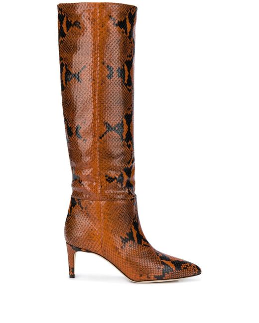 Paris Texas snakeskin print knee-high boots
