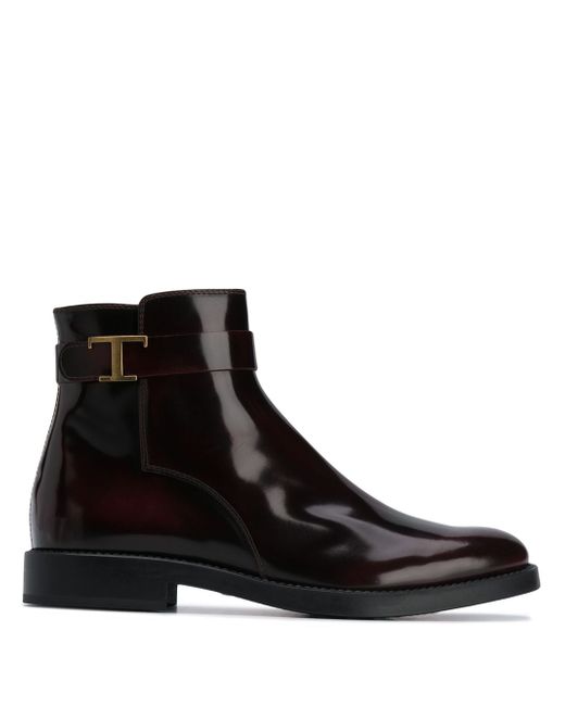 Tod's T logo plaque leather boots