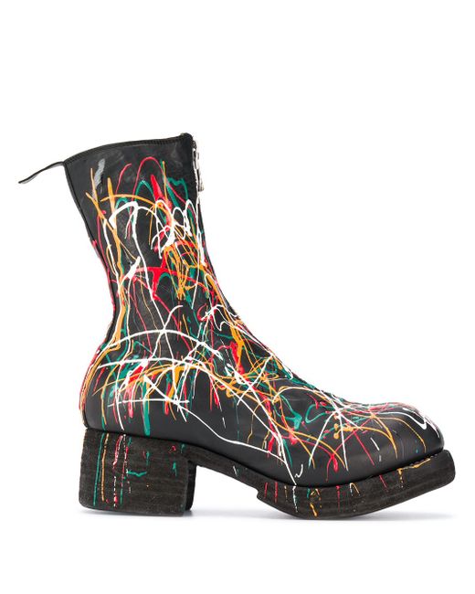 Guidi paint splattered ankle boots