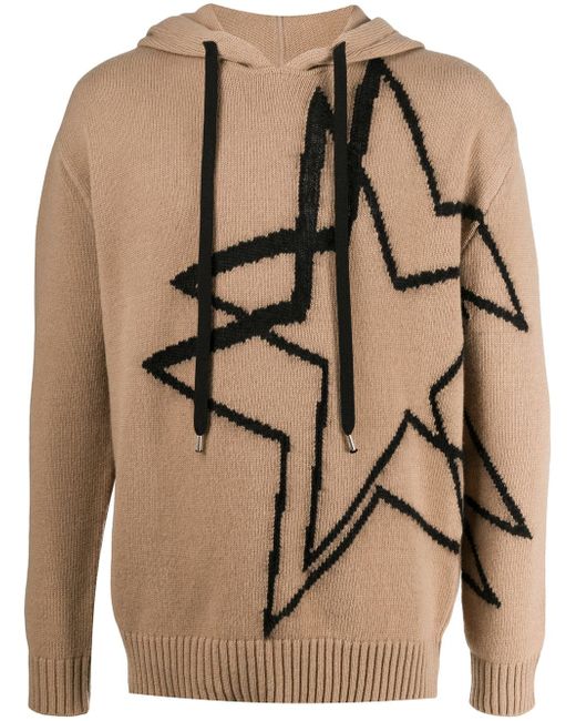 N.21 star intarsia knitted hoodie