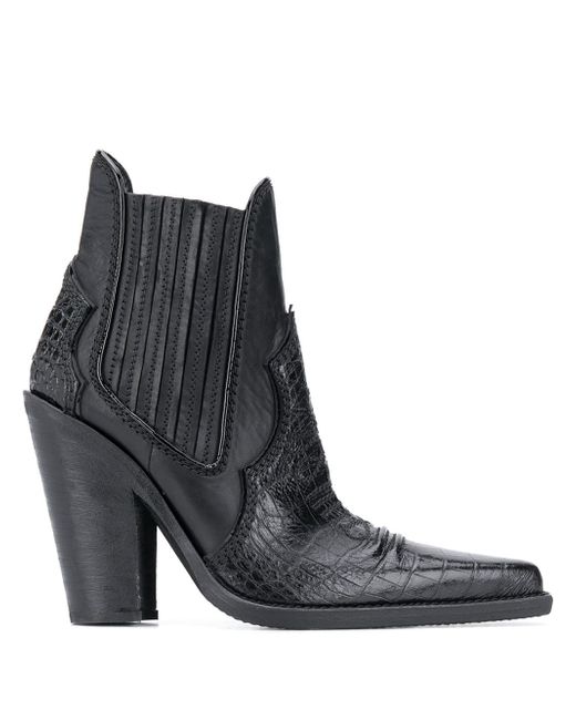 Dsquared2 croc embossed panelled ankle boots