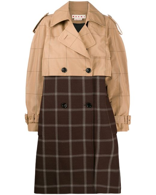 Marni two-tone checkered trench coat