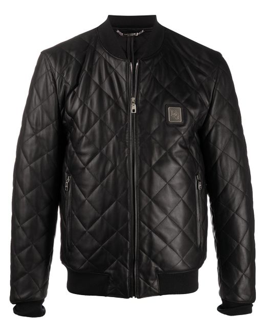 Dolce & Gabbana quilted leather jacket with logo plaque