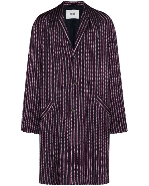 Bode Mashroo striped mid-length coat