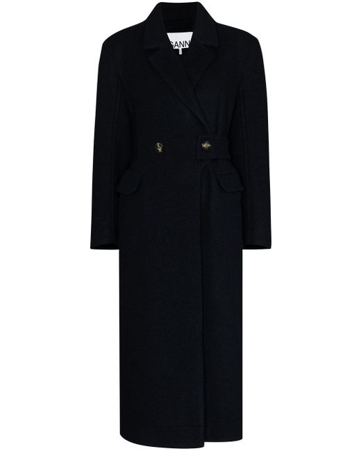 Ganni double-breasted long wool coat