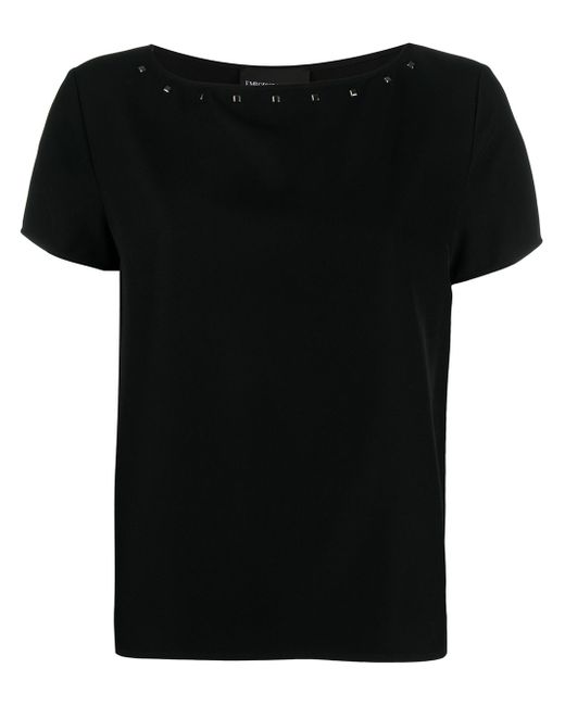 Emporio Armani studded boat neck T-shirt