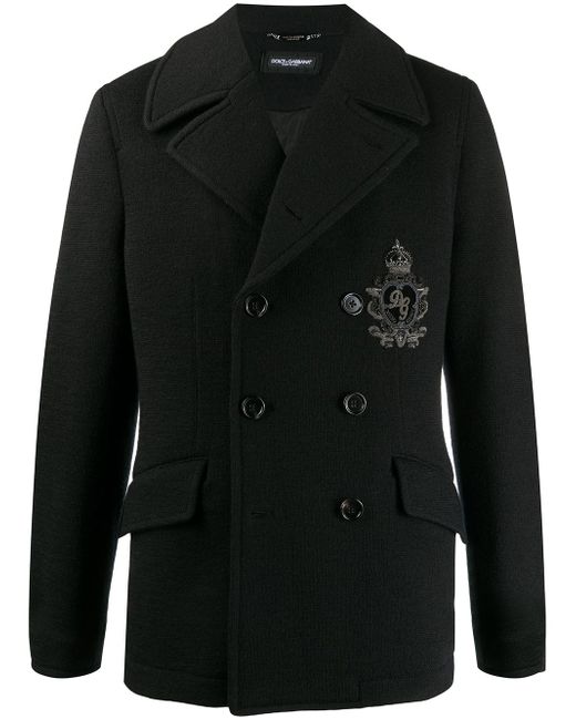 Dolce & Gabbana embroidered logo double-breasted coat