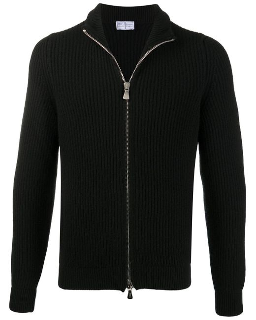 Fedeli zip-through ribbed sweater