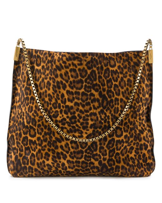 Saint Laurent Suzanne leopard hobo bag