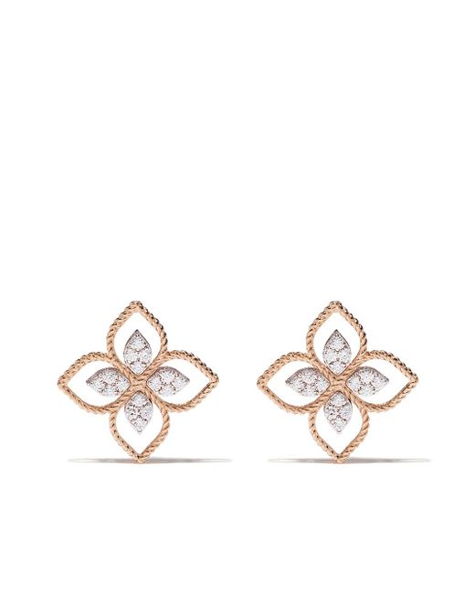 Roberto Coin 18kt rose gold Princess Flower diamond earrings