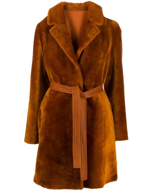 Blancha belted faux fur coat