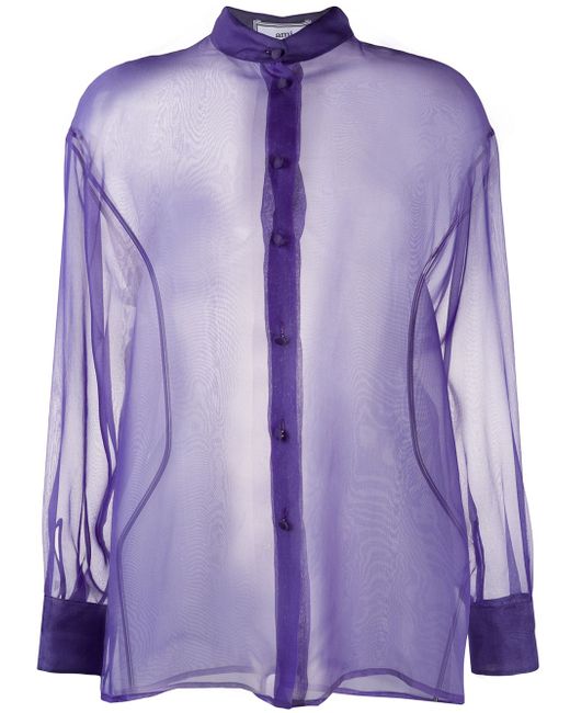 AMI Alexandre Mattiussi long-sleeved sheer blouse