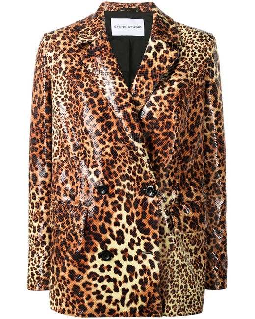 Stand Studio leopard print double-breasted blazer