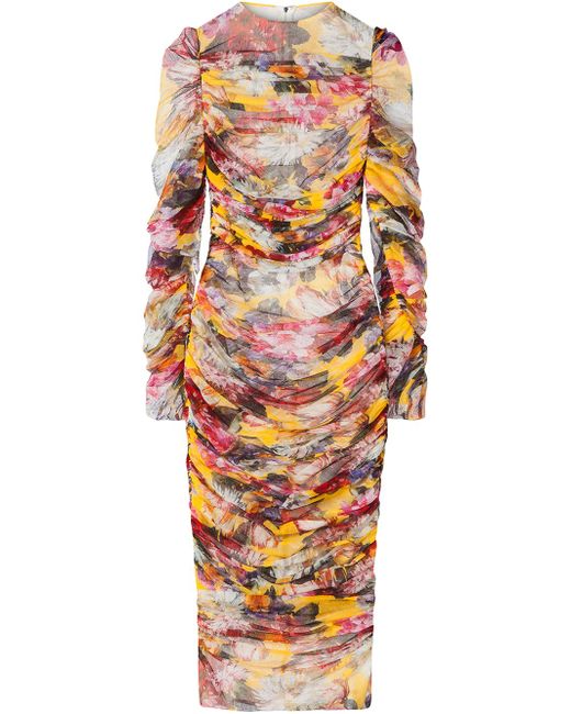 Dolce & Gabbana ruched floral-print dress