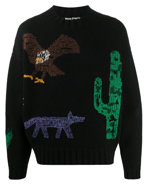Palm Angels NEW FOLK ALLOVER SWEATER MULTICOL