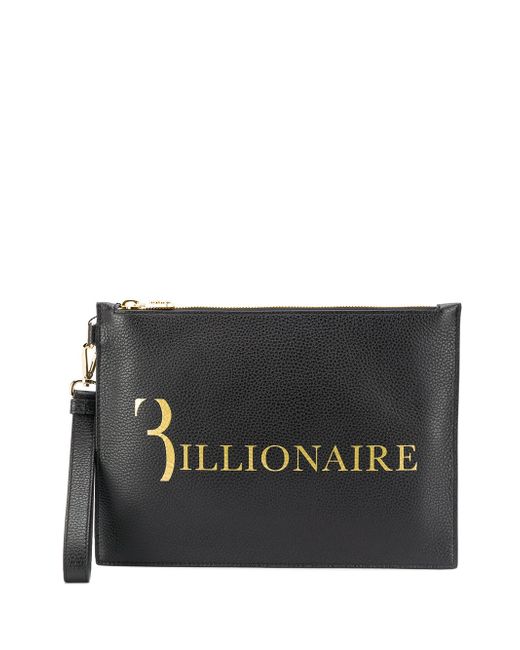 Billionaire logo print clutch bag