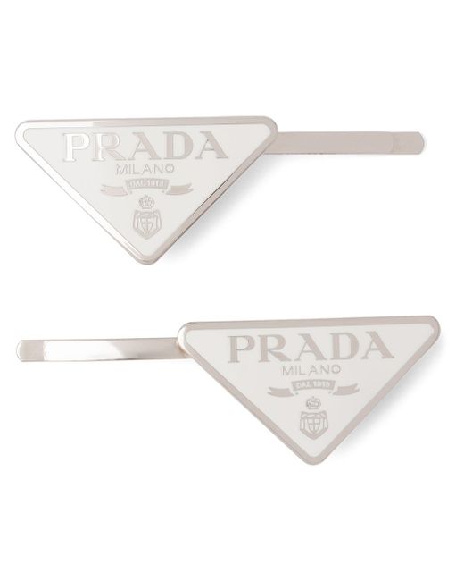 Prada logo hair clips