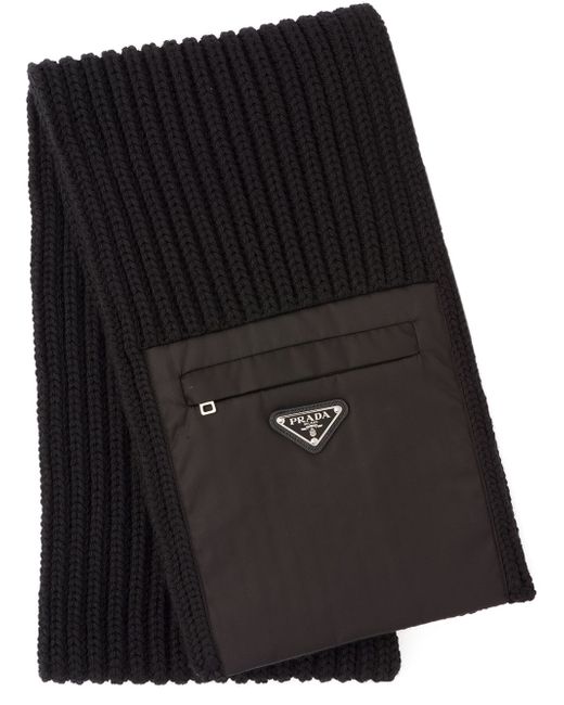 Prada zipped pocket knitted scarf