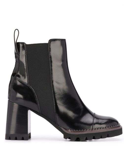 See by Chloé leather chunky heel ankle boots