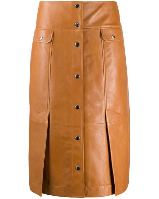Coach vent-detail leather skirt