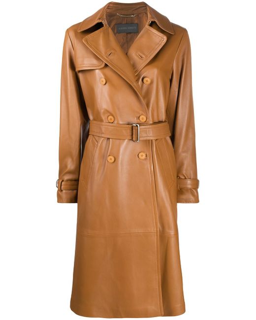 Alberta Ferretti double-breasted leather coat