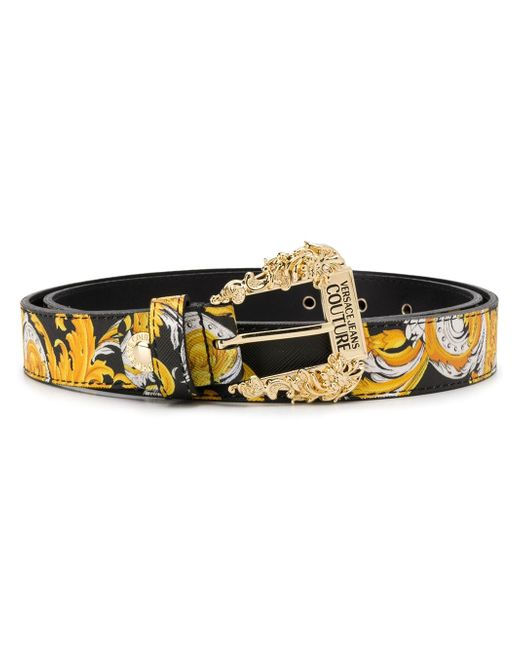 Versace Jeans Couture Baroque-print leather belt