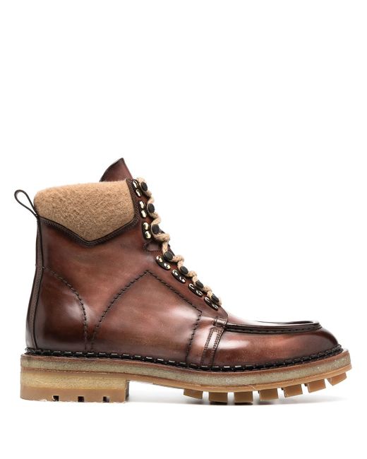 Santoni leather lace-up boots
