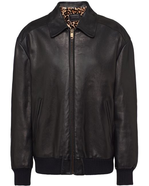 Prada leather bomber jacket
