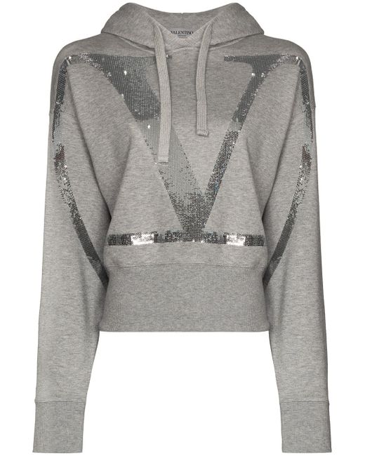 Valentino VLOGO cropped sequinned hoodie