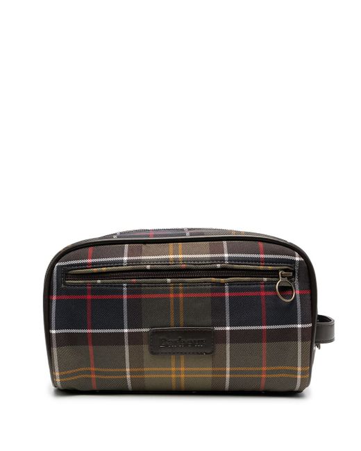 Barbour checked wash bag