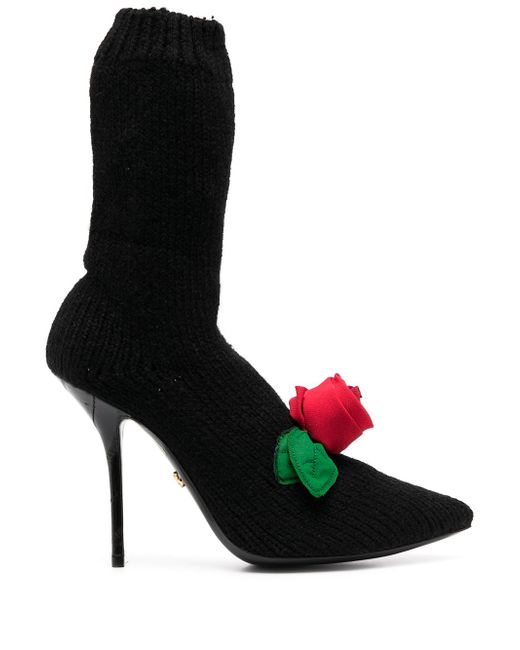 Dolce & Gabbana knitted style rose calf boots