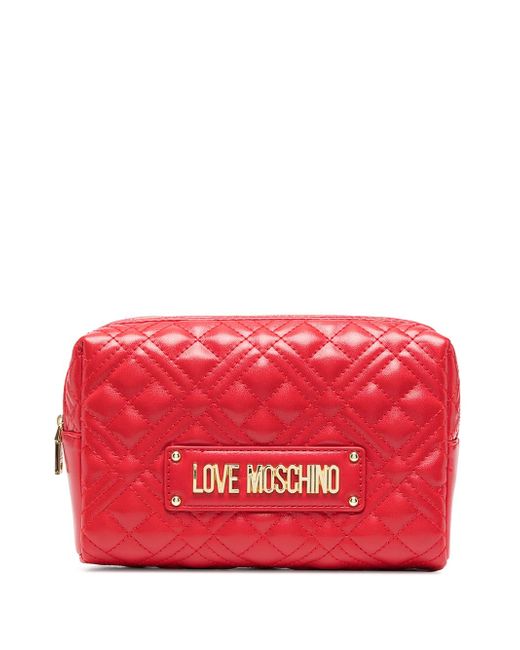 Love Moschino quilted logo plaque clutch