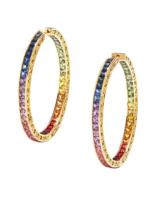 Dolce & Gabbana 18kt yellow diamond sapphire rainbow hoops