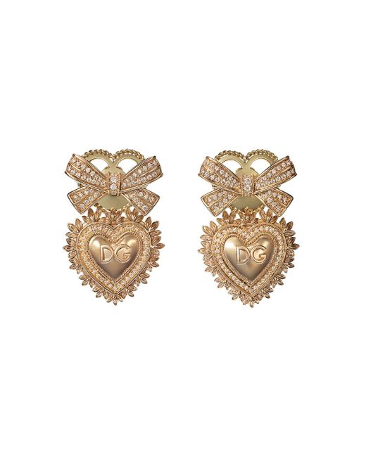 Dolce & Gabbana 18kt yellow diamond Devotion earrings
